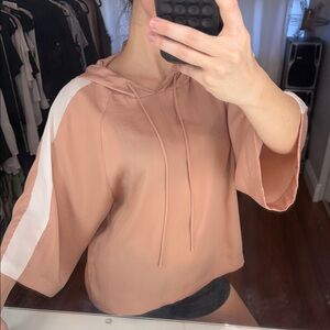 Forever 21 Satin silk hooded Top blouse Blush Pink Mauve Contemporary Streetwear